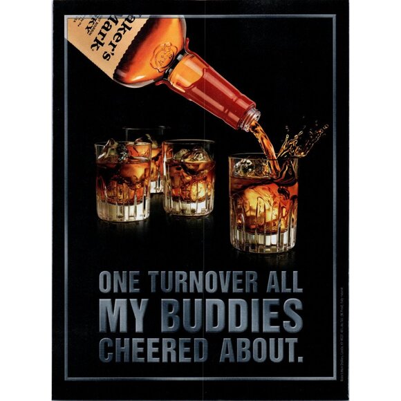 2003 Marker's Mark Bourbon Vintage Print Ad Pouring Spash Cut Glasses Wall Art - Picture 1 of 2